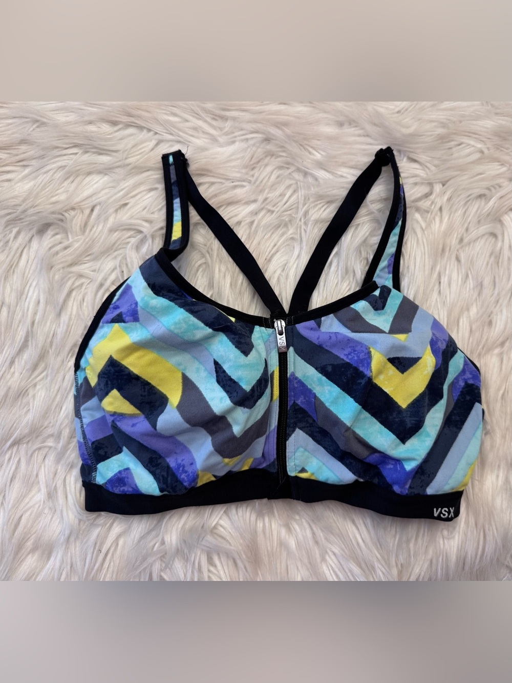 Victoria Sport Victoria’s Secret Sports Bra Front Zip Underwire 36C Purple Green